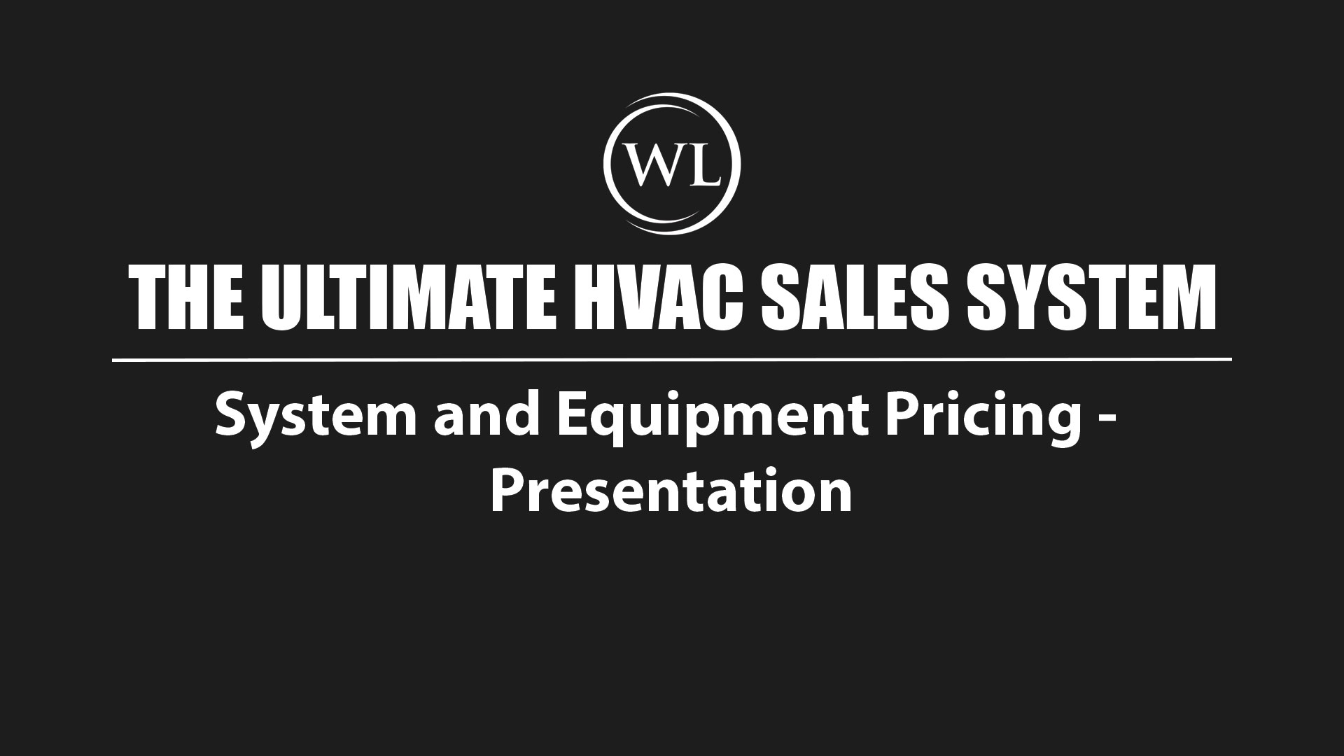 System and Equipment Pricing – Presentation